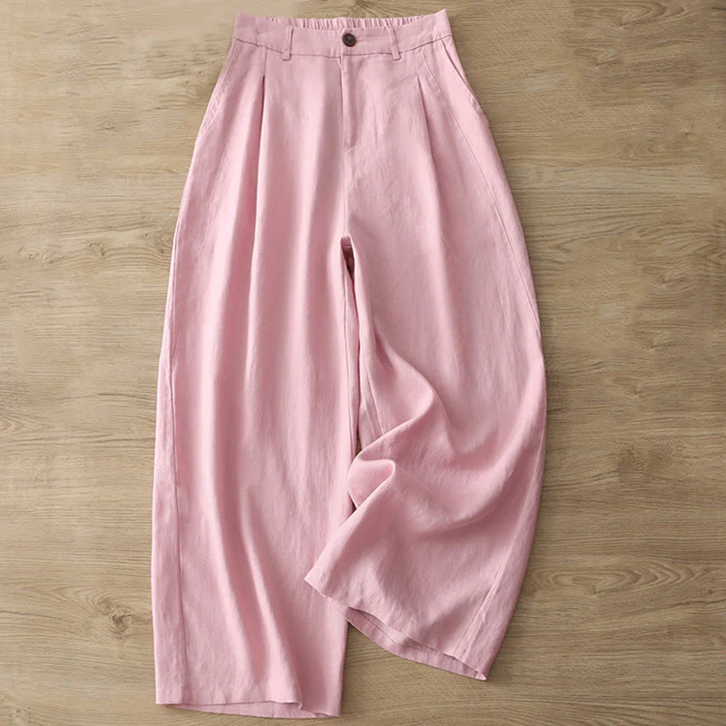 Pantaloni larghi da donna in cotone con tasche e cerniera, stile retrò casual Buddha Stones - Image 26