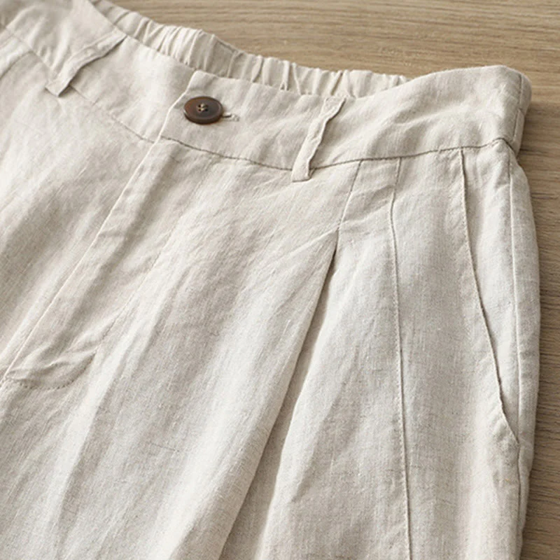 Pantaloni larghi da donna in cotone con tasche e cerniera, stile retrò casual Buddha Stones - Image 3