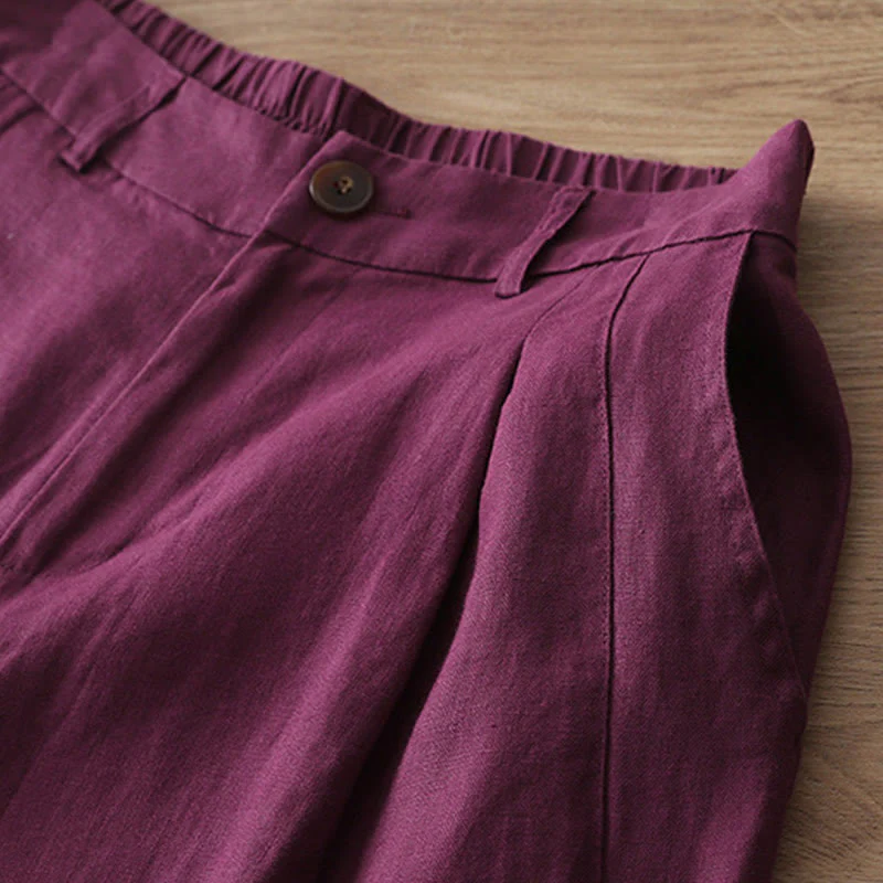 Pantaloni larghi da donna in cotone con tasche e cerniera, stile retrò casual Buddha Stones - Image 31