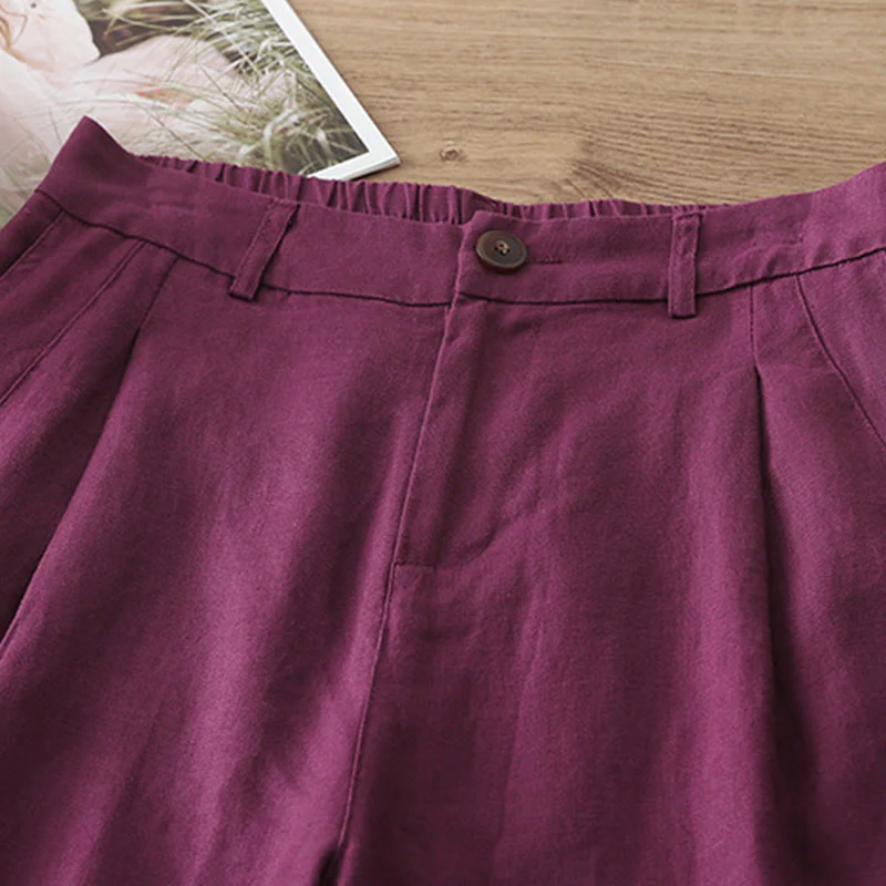 Pantaloni larghi da donna in cotone con tasche e cerniera, stile retrò casual Buddha Stones - Image 32