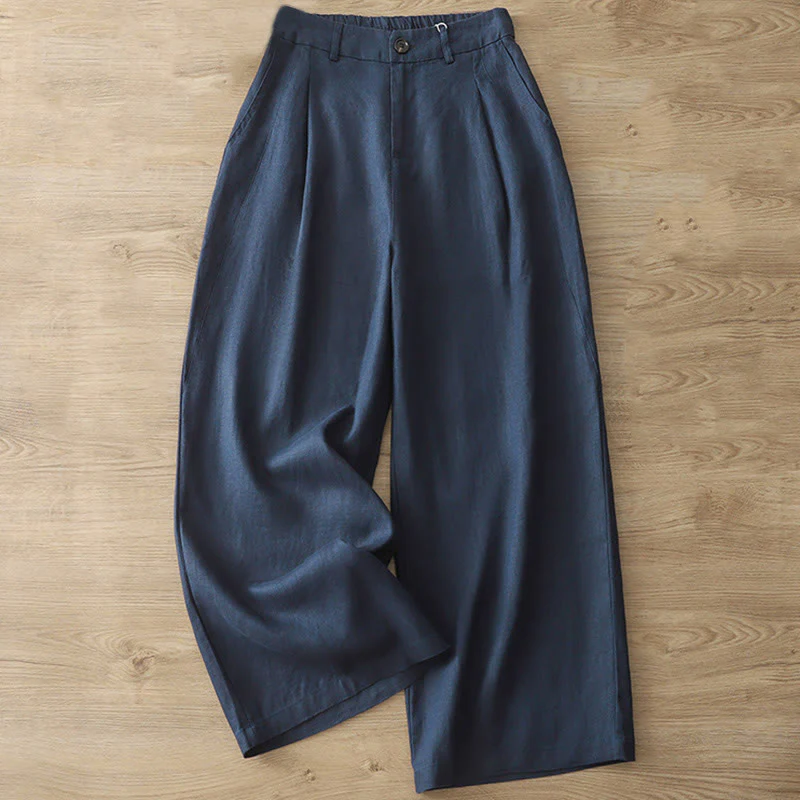 Pantaloni larghi da donna in cotone con tasche e cerniera, stile retrò casual Buddha Stones - Image 34