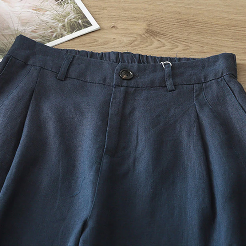 Pantaloni larghi da donna in cotone con tasche e cerniera, stile retrò casual Buddha Stones - Image 35