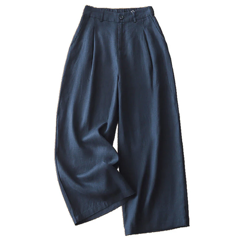 Pantaloni larghi da donna in cotone con tasche e cerniera, stile retrò casual Buddha Stones - Image 38