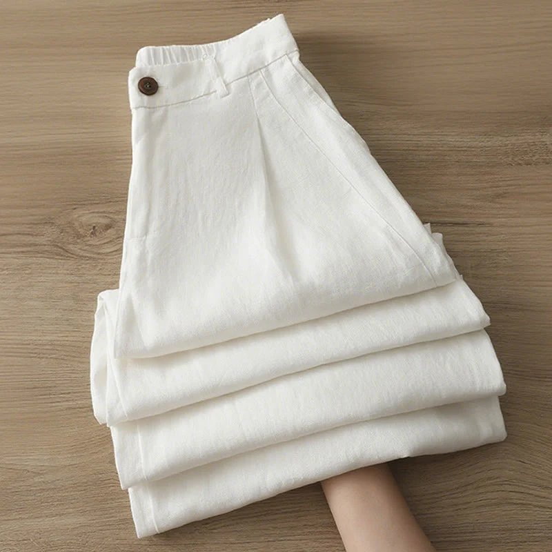 Pantaloni larghi da donna in cotone con tasche e cerniera, stile retrò casual Buddha Stones - Image 5
