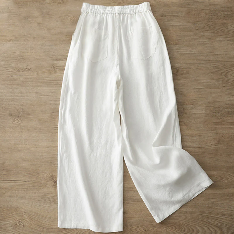 Pantaloni larghi da donna in cotone con tasche e cerniera, stile retrò casual Buddha Stones - Image 7