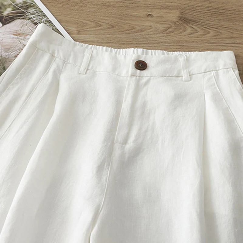 Pantaloni larghi da donna in cotone con tasche e cerniera, stile retrò casual Buddha Stones - Image 8