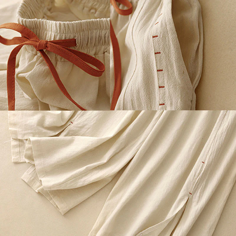 Pantaloni larghi da donna in cotone con tasche, lunghezza 7-8, modello Buddha Stones, con spacchi laterali casual - Image 10
