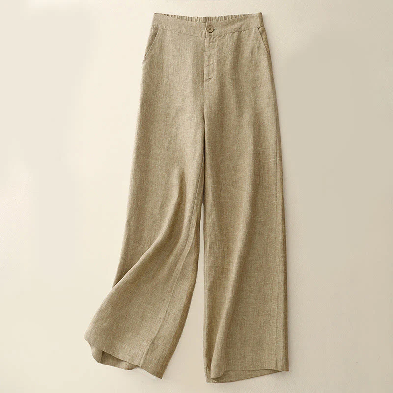 Pantaloni larghi da donna in cotone e lino, casual e semplici, con elastico in vita e tasche, modello Buddha Stones - Image 6