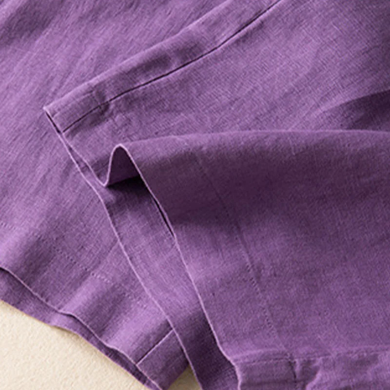 Pantaloni larghi da donna in cotone e lino, casual, tinta unita, con tasche, Buddha Stones - Image 16