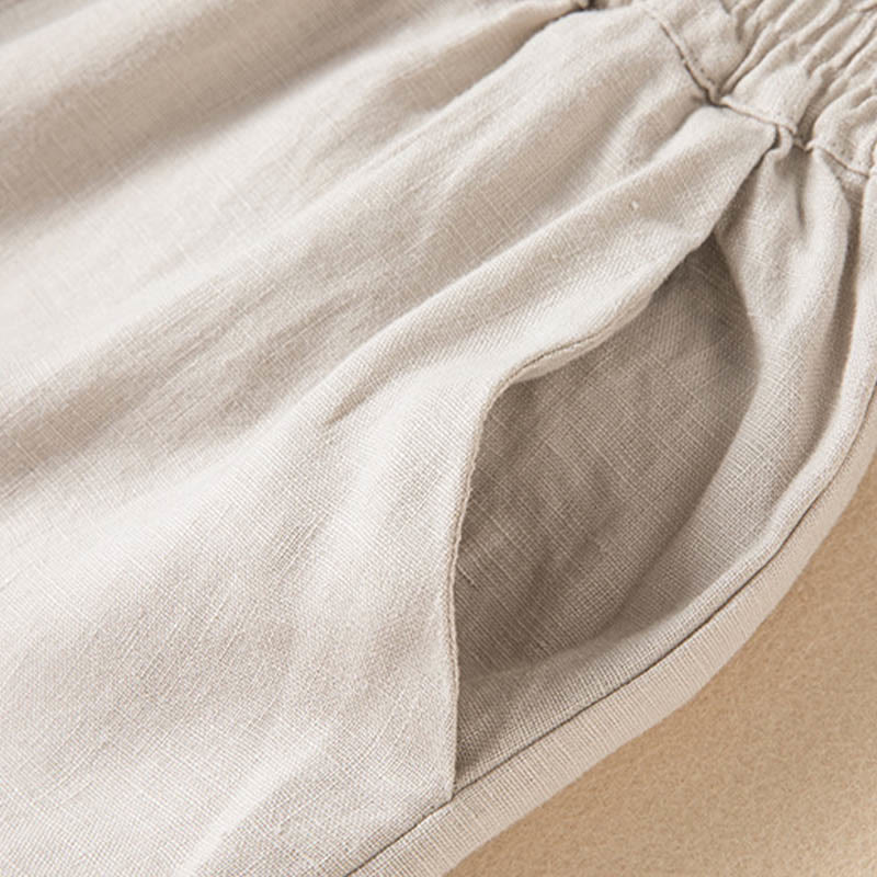 Pantaloni larghi da donna in cotone e lino, casual, tinta unita, con tasche, Buddha Stones - Image 25