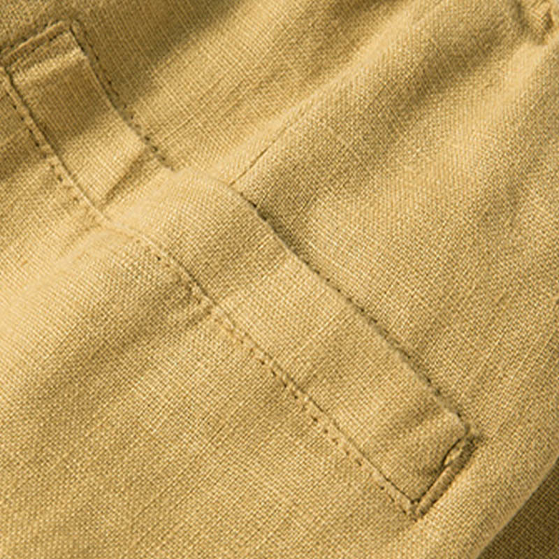 Pantaloni larghi da donna in cotone e lino, casual, tinta unita, con tasche, Buddha Stones - Image 32