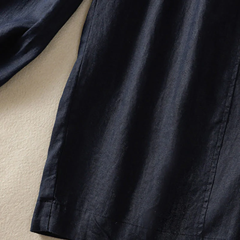 Pantaloni larghi da donna in cotone e lino con coulisse, modello Buddha Stones Commute, modello semplice, con tasche - Image 19
