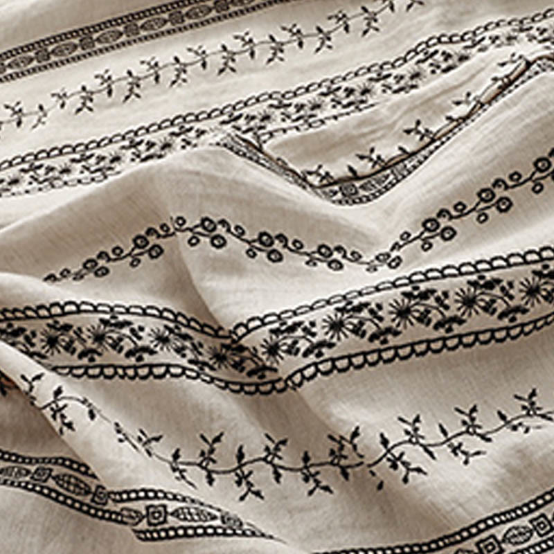 Pantaloni larghi da donna in cotone e lino con stampa verticale Buddha Stones e tasche - Image 10
