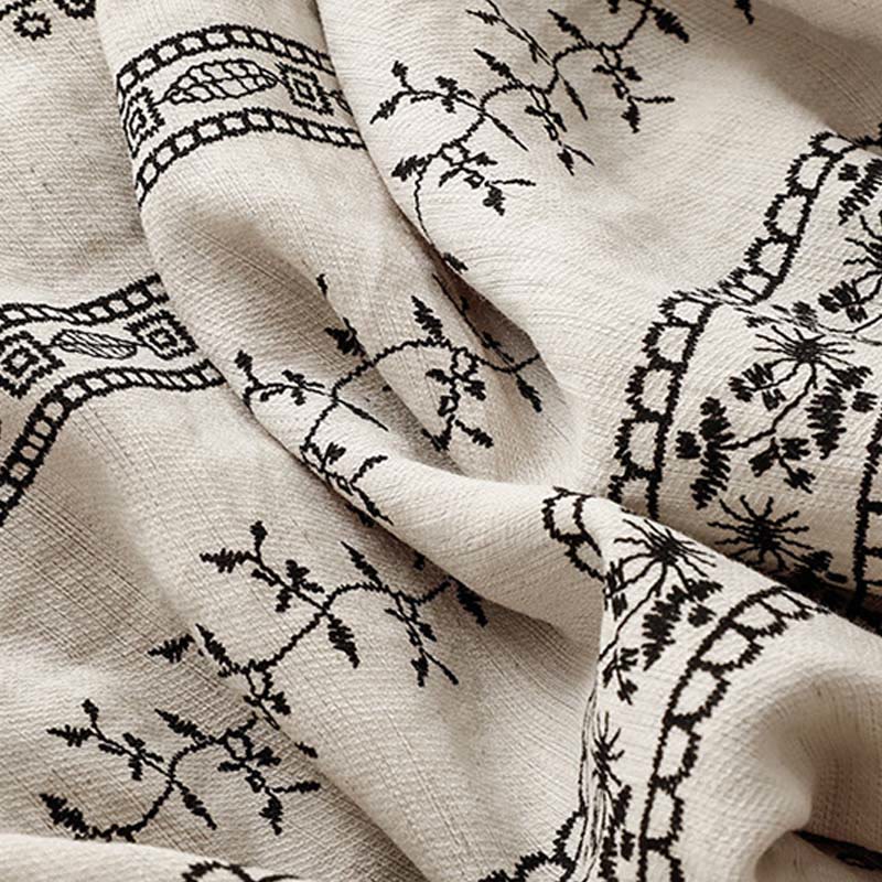 Pantaloni larghi da donna in cotone e lino con stampa verticale Buddha Stones e tasche - Image 13