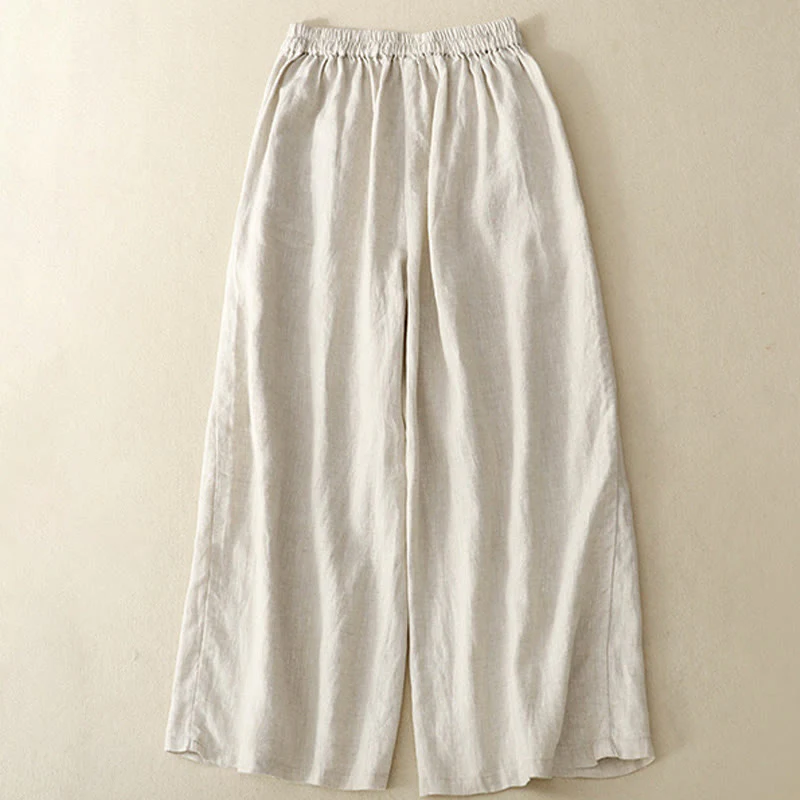 Pantaloni larghi da donna in cotone e lino, con tasche, modello Buddha Stones, casual, primavera, tinta unita, con coulisse, lunghezza 7-8 - Image 12
