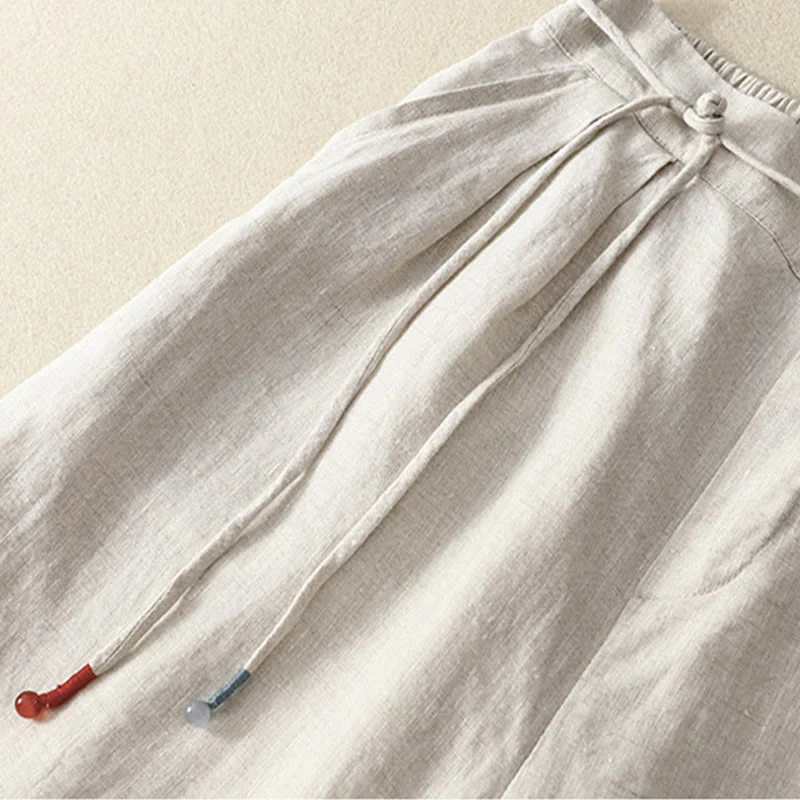 Pantaloni larghi da donna in cotone e lino, con tasche, modello Buddha Stones, casual, primavera, tinta unita, con coulisse, lunghezza 7-8 - Image 14