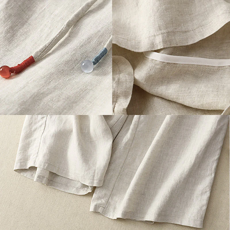 Pantaloni larghi da donna in cotone e lino, con tasche, modello Buddha Stones, casual, primavera, tinta unita, con coulisse, lunghezza 7-8 - Image 18