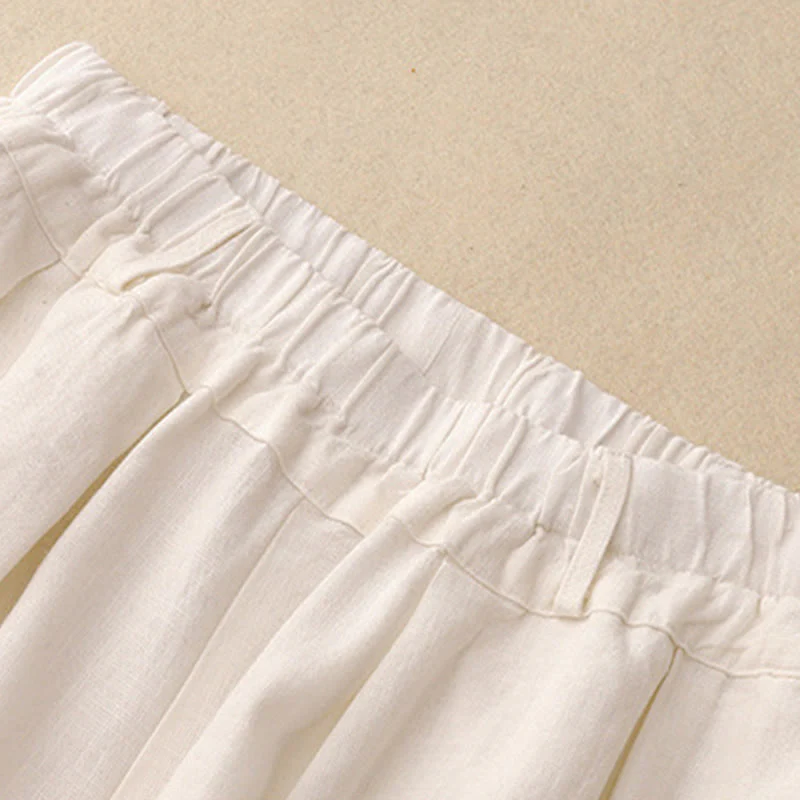 Pantaloni larghi da donna in cotone tinta unita con tasche Buddha Stones - Image 11