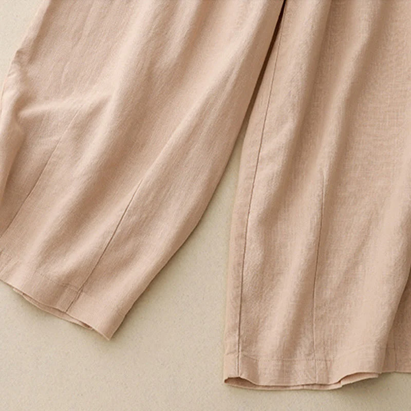 Pantaloni larghi da donna in cotone tinta unita con tasche Buddha Stones - Image 18