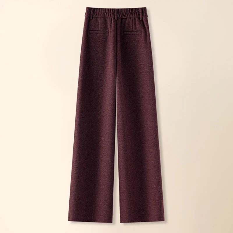 Pantaloni larghi da donna in lana spessa e cotone con bottoni semplici Buddha Stones e tasche - Image 16