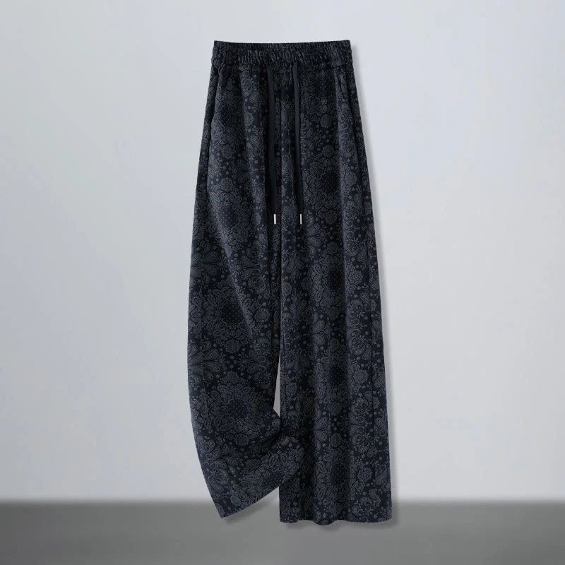 Pantaloni larghi da donna in poliestere con motivo floreale casual Buddha Stones e tasche