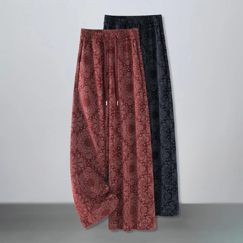 Pantaloni larghi da donna in poliestere con motivo floreale casual Buddha Stones e tasche - Image 14
