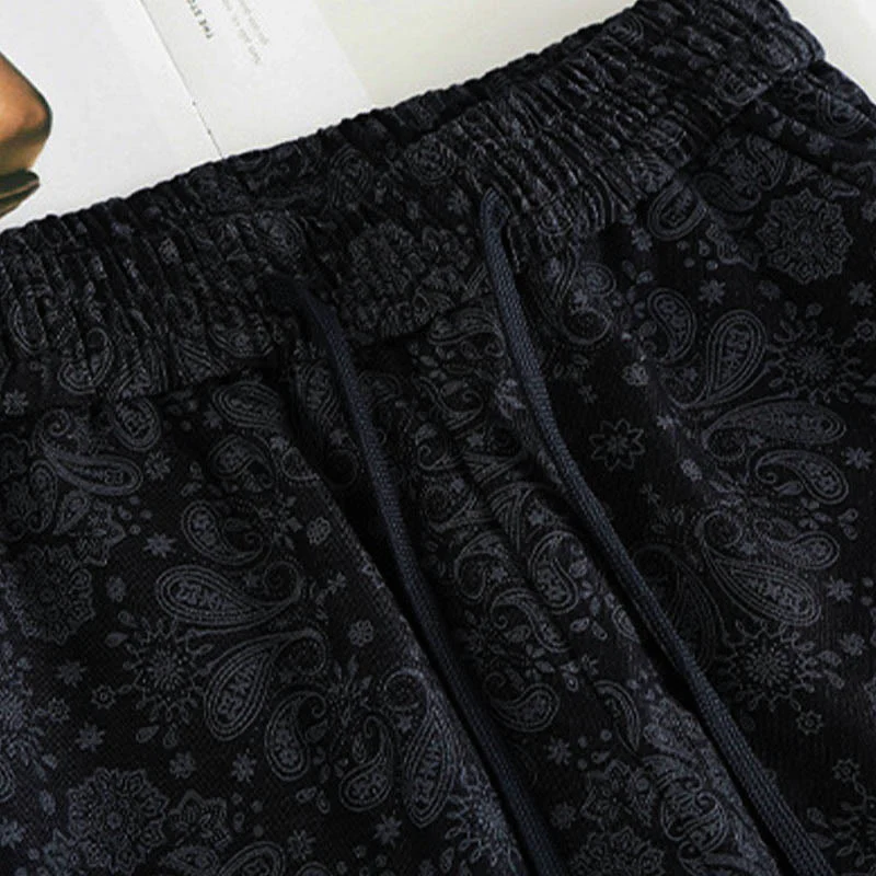 Pantaloni larghi da donna in poliestere con motivo floreale casual Buddha Stones e tasche - Image 4