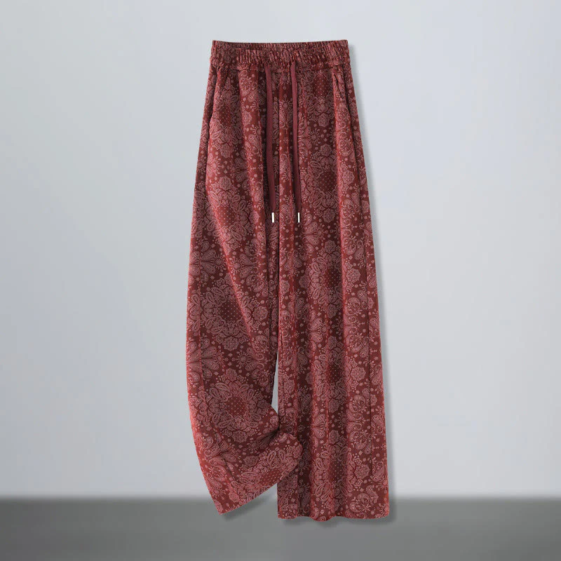 Pantaloni larghi da donna in poliestere con motivo floreale casual Buddha Stones e tasche - Image 6