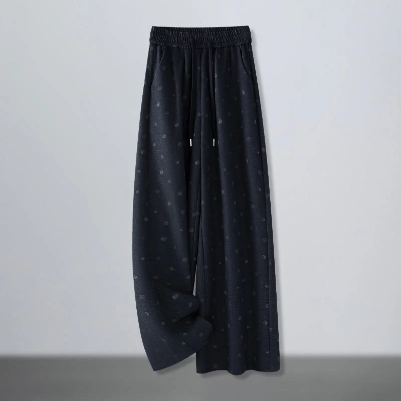 Pantaloni larghi da donna in poliestere con tasche e motivo a pois bianchi casual Buddha Stones