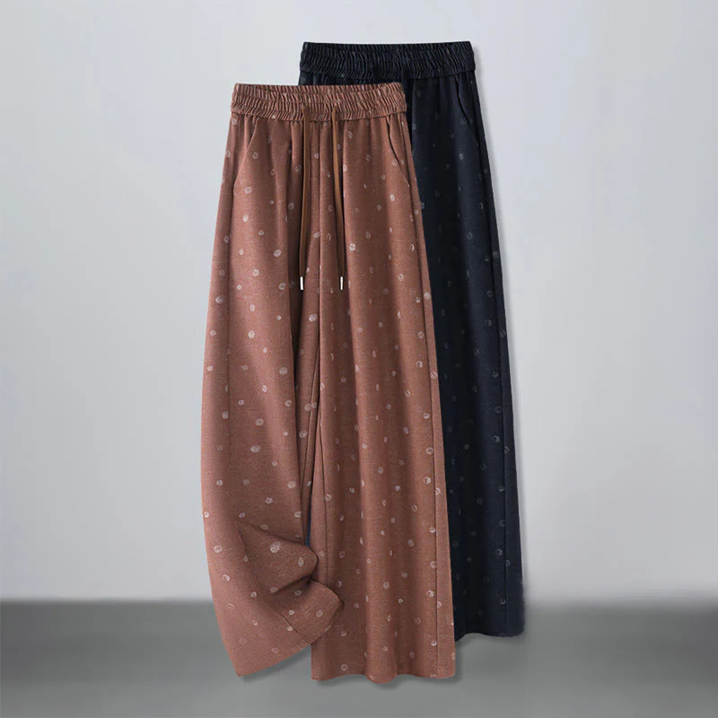 Pantaloni larghi da donna in poliestere con tasche e motivo a pois bianchi casual Buddha Stones - Image 14