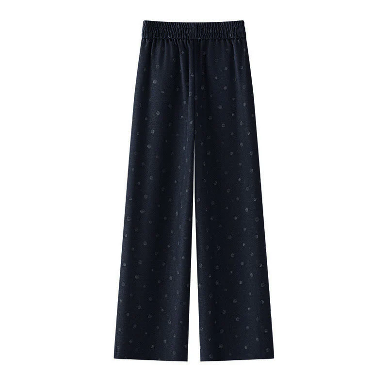 Pantaloni larghi da donna in poliestere con tasche e motivo a pois bianchi casual Buddha Stones - Image 2