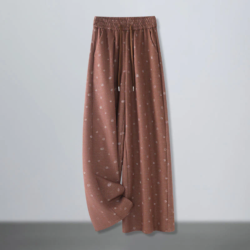 Pantaloni larghi da donna in poliestere con tasche e motivo a pois bianchi casual Buddha Stones - Image 6