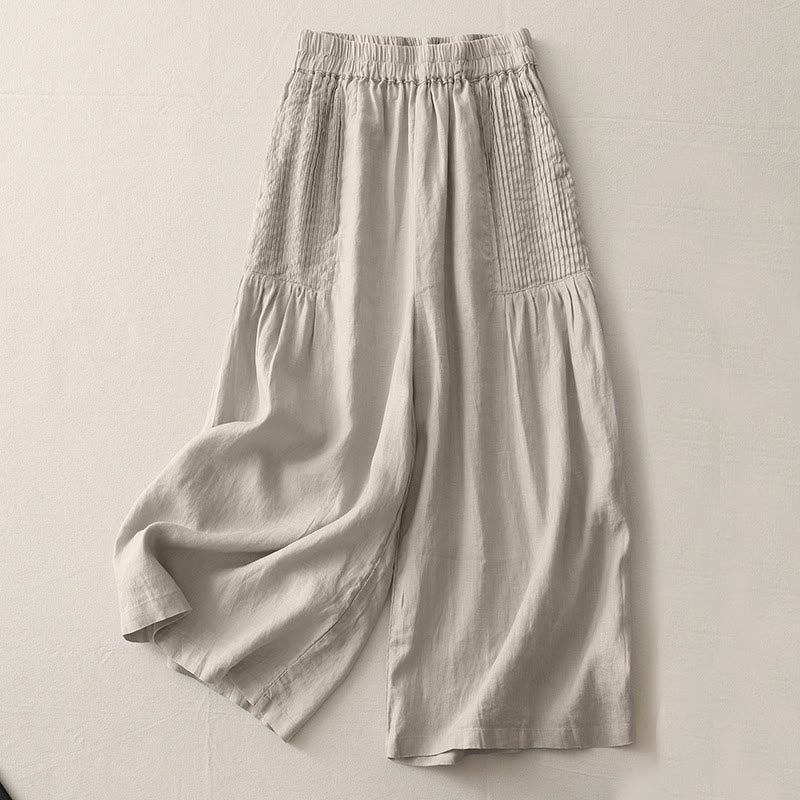 Pantaloni larghi da donna in poliestere elasticizzato con pieghe semplici e tasche, modello Buddha Stones - Image 13