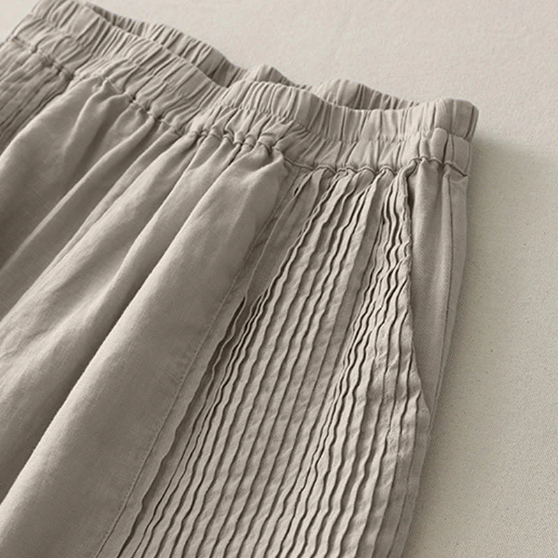 Pantaloni larghi da donna in poliestere elasticizzato con pieghe semplici e tasche, modello Buddha Stones - Image 14