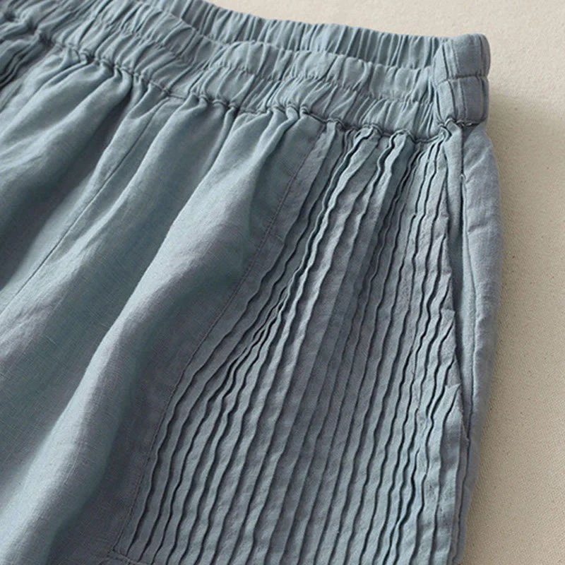 Pantaloni larghi da donna in poliestere elasticizzato con pieghe semplici e tasche, modello Buddha Stones - Image 18