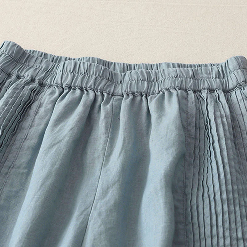 Pantaloni larghi da donna in poliestere elasticizzato con pieghe semplici e tasche, modello Buddha Stones - Image 20