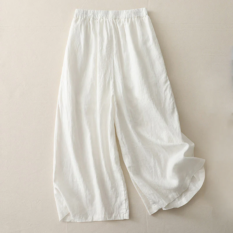 Pantaloni larghi da donna in poliestere elasticizzato con pieghe semplici e tasche, modello Buddha Stones - Image 6