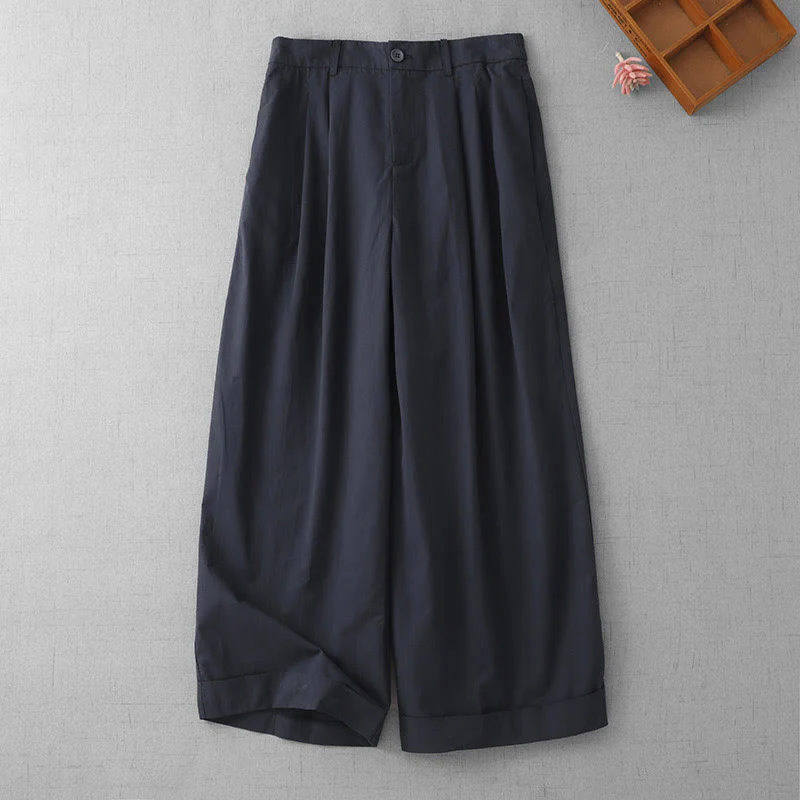 Pantaloni larghi da donna in poliestere, lunghezza 7-8, con tasche, a vita alta, casual e semplici, modello Buddha Stones
