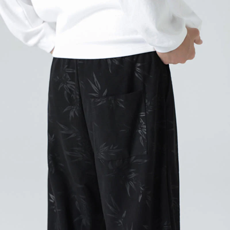 Pantaloni larghi da uomo in velluto a coste con motivo di bambù Buddha Stones e tasche - Image 18