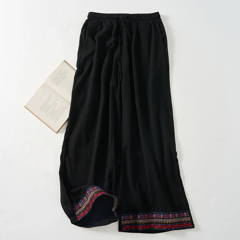Pantaloni larghi da donna con tasche e righe bohémien semplici Buddha Stones - Image 11