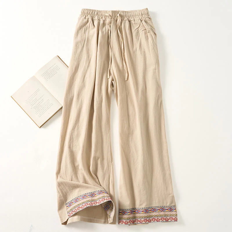 Pantaloni larghi da donna con tasche e righe bohémien semplici Buddha Stones - Image 6