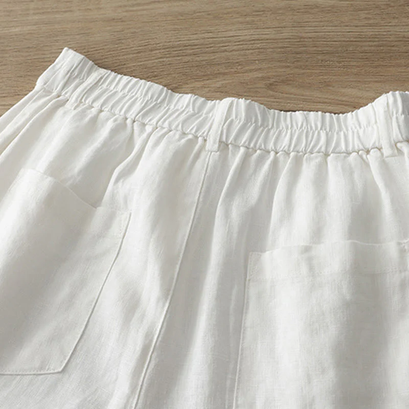 Pantaloni larghi in cotone con tasche e cerniera, tinta unita, da donna, modello Buddha Stones, per l'autunno e il pendolarismo - Image 10