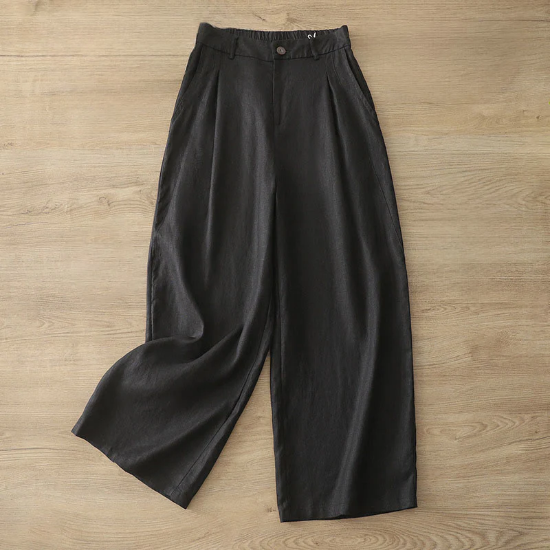 Pantaloni larghi in cotone con tasche e cerniera, tinta unita, da donna, modello Buddha Stones, per l'autunno e il pendolarismo - Image 18
