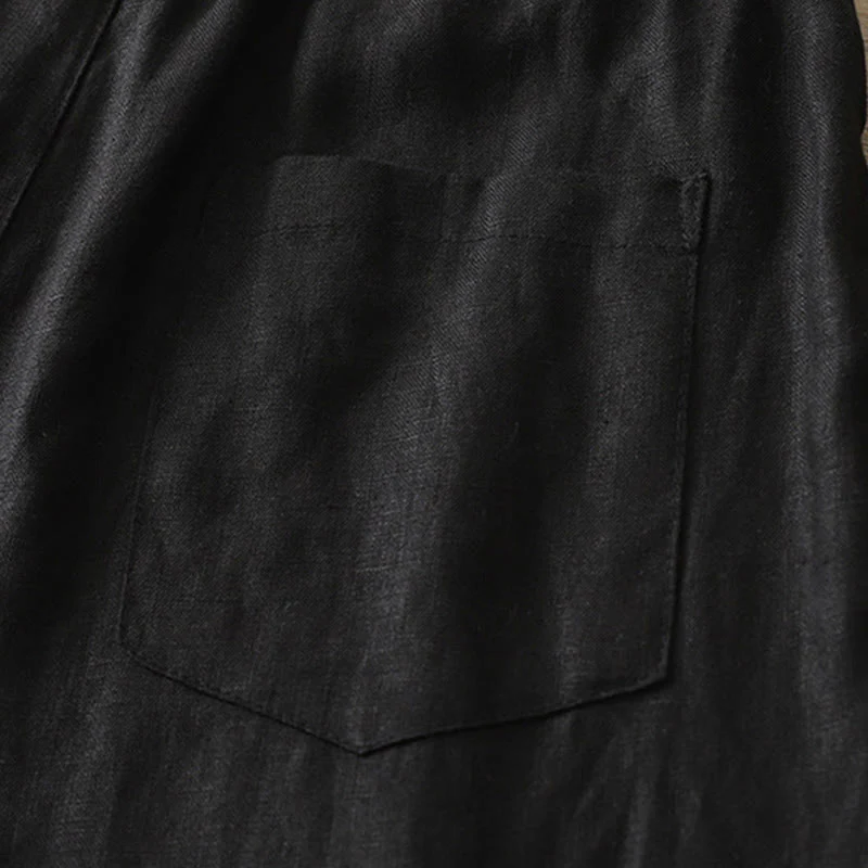 Pantaloni larghi in cotone con tasche e cerniera, tinta unita, da donna, modello Buddha Stones, per l'autunno e il pendolarismo - Image 20