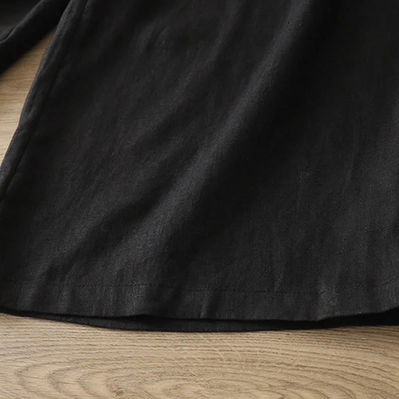 Pantaloni larghi in cotone con tasche e cerniera, tinta unita, da donna, modello Buddha Stones, per l'autunno e il pendolarismo - Image 21