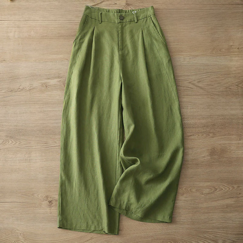 Pantaloni larghi in cotone con tasche e cerniera, tinta unita, da donna, modello Buddha Stones, per l'autunno e il pendolarismo - Image 23