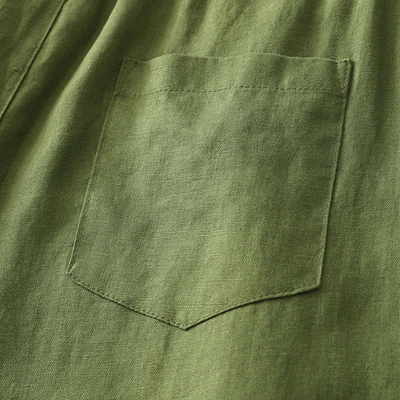 Pantaloni larghi in cotone con tasche e cerniera, tinta unita, da donna, modello Buddha Stones, per l'autunno e il pendolarismo - Image 25
