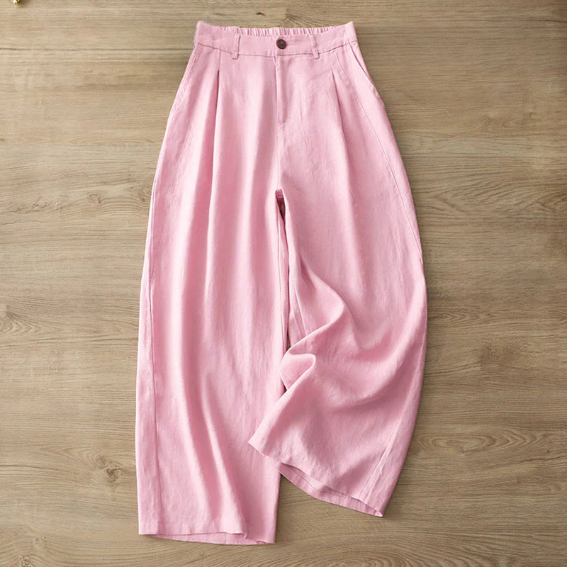 Pantaloni larghi in cotone con tasche e cerniera, tinta unita, da donna, modello Buddha Stones, per l'autunno e il pendolarismo - Image 28