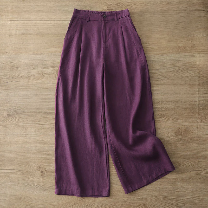 Pantaloni larghi in cotone con tasche e cerniera, tinta unita, da donna, modello Buddha Stones, per l'autunno e il pendolarismo - Image 32