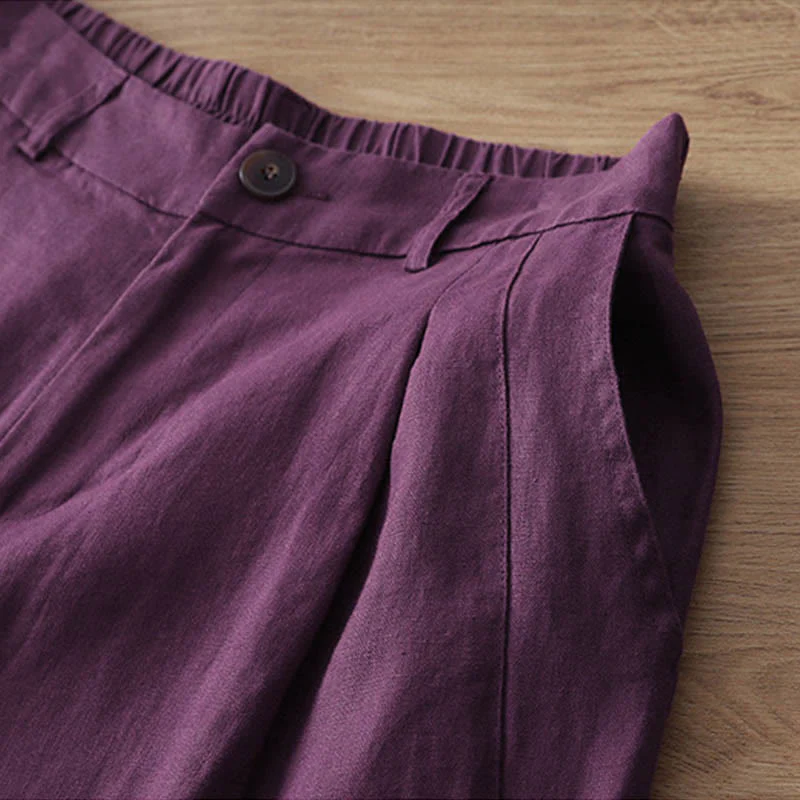Pantaloni larghi in cotone con tasche e cerniera, tinta unita, da donna, modello Buddha Stones, per l'autunno e il pendolarismo - Image 33